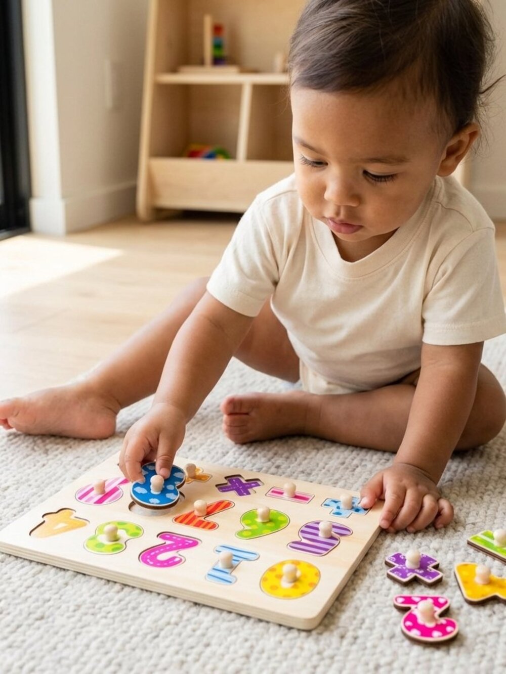Montessori Wooden Number Puzzle, Toddler Math Matching Learning Toy - Picture 3 of 9
